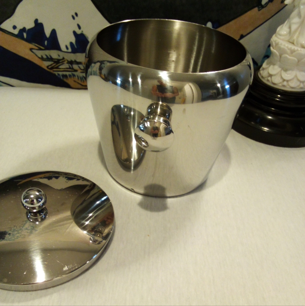 Vintage MCM stainless steel single service ice bucket